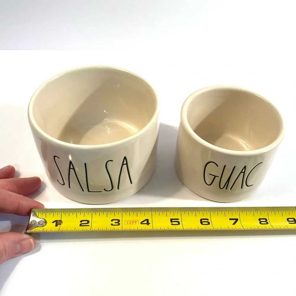Rae Dunn SALSA and GUAC Ceramic Pottery Serving Bowl Set Party Appetizer Dishes